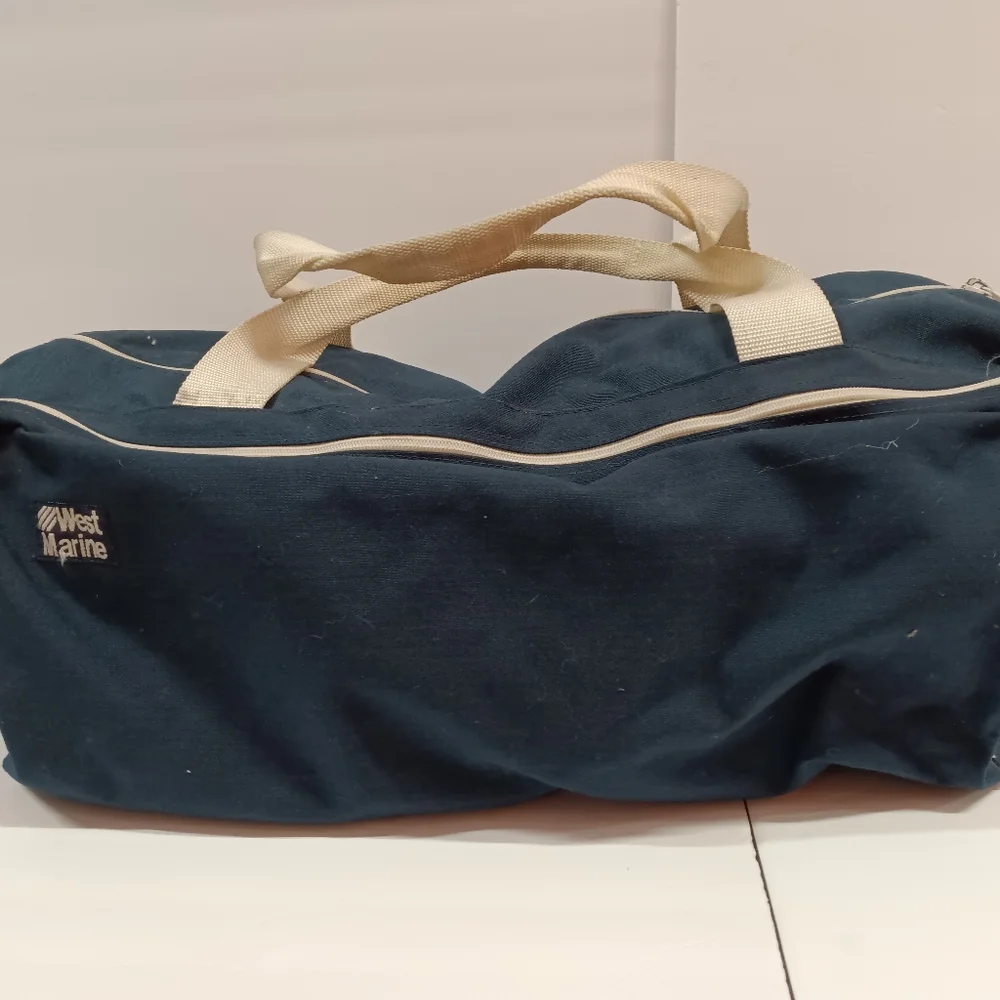 Vintage West Marine Navy/White Nylon Sailing Duffle Bag